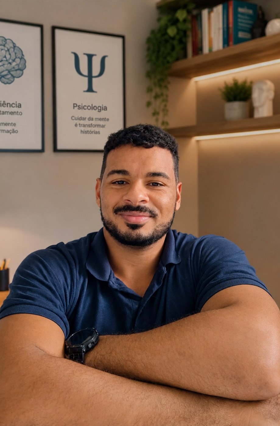 Bruno Neves da Rocha Bello, Psicólogo e Neuropsicólogo, em seu consultório